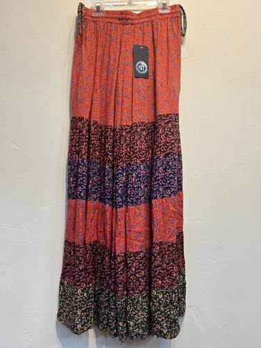 Nwt SACRED THREADS boho hippie floral rayon wide leg tiered PANTS M Free shippin - Picture 5 of 6