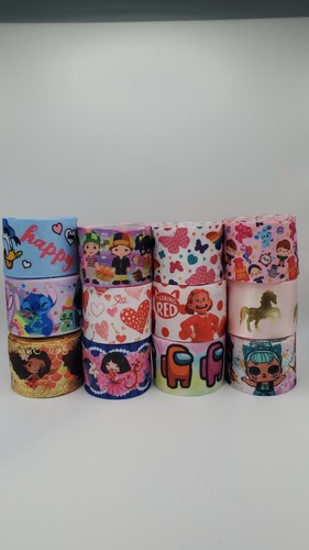 GROSGRAIN RIBBON SET."MIX CARTOONS #1 (STITCH,PRINCESS)..CRAFTS.HAIRBOWS & MORE - Picture 4 of 5