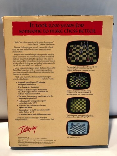 1988-90 Battle Chess for Amiga by Interplay Productions ~ Floppy & Papers in Box - Picture 4 of 6