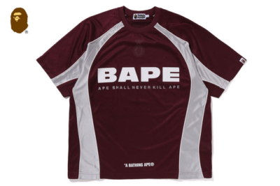 【A BATHING APE】SOLID CAMO JACQUARD FOOTBALL JERSEY A Bathing Ape Solid Camo Jacquard Football Jersey Burgundy
