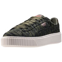 Puma Basket Platform Velvet Rope Womens Trainers Olive Black Shoes Puma Basket Platform Velvet Rope Womens Trainers Olive Black Shoes