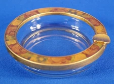 Bucklers Hand Crafted Fifth Ave NY Enamel & Glass Ashtray 4" Diameter