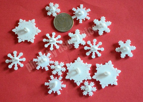 Snowflake Buttons / Pick from 12 Varieties of Sew-Thru or Shank / Dress It Up - Picture 19 of 25