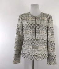 Tahari ASL Blazer Metallic Silver Lined Jacket Single Hook Closure -Size 12