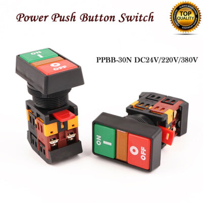 Red Green Light Indicator Momentary Switch Power ON OFF Start Stop Push ...