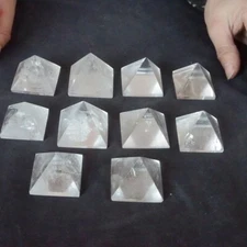 0.9LB 10Pcs Natural White Clear Quartz Crystal Pyramids Points Polished Healing