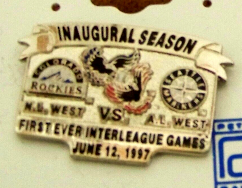 1997 Colorado Rockies vs Seattle Mariners pin 1st Ever Interleague Games MLB