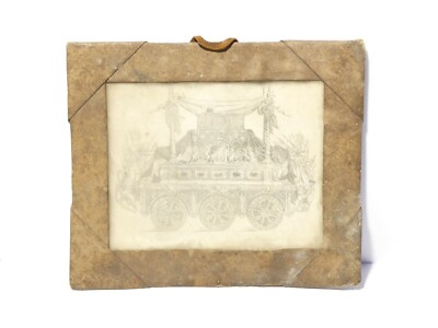 1852 Vellum gerahmter Gravurdruck Trauerwagen des Herzogs von Wellington #T37A