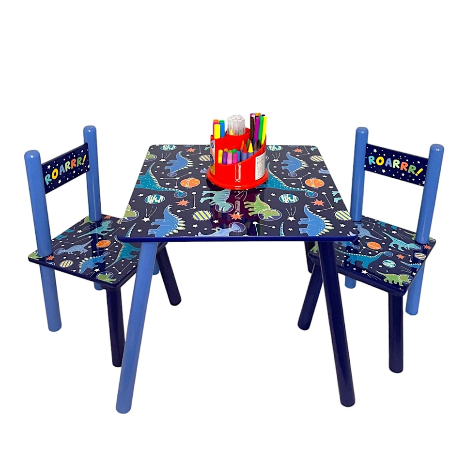 Kids Wooden Dinosaur Table and 2 Chairs Set Activity Furniture - Image 2 of 4