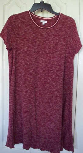 T-shirt XL Love Fire Wine bordeaux bianco bordo lattuga maglia swing pullover abito - Foto 3 di 6