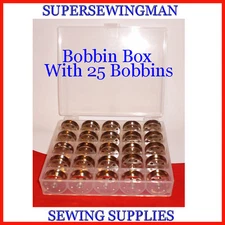 Bobbin Box Case with 25 Bobbins.- Yamata Industrial Sewing Machine Bobbins