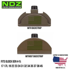NDZ Glock Gen 4/5 17 19 22 23 34 45 Brass Weighted Grip Insert Plug Cerakote FDE