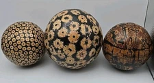 Decorative polished Wood Round Balls Set of 3 for Centerpiece or Individual