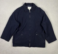 Boundary Waters Jacket Mens Large Navy Wool Blend Full Zip Lined Pockets Outdoor