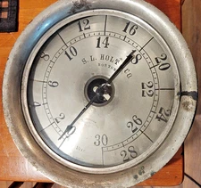 HUGE Antique S.L. Holt Steam Engine Co. Boston Bourdon Steam Gauge 12" Bezel