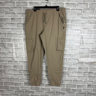 Silver Jeans Charlotte Beige Cargo Tapered Leg Relaxed Fit Pants Mens XL Stretch