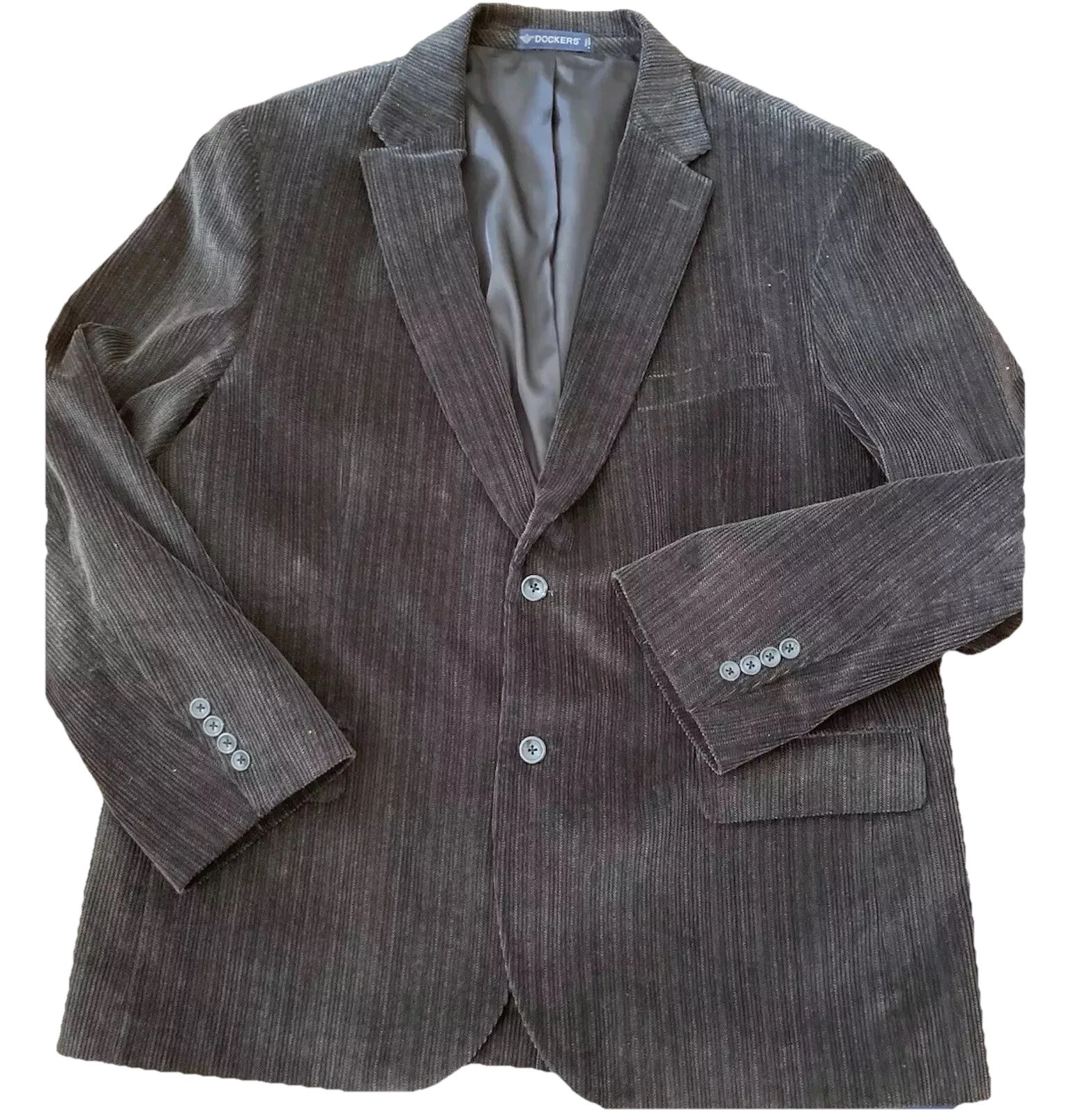 Y2k Dockers Mens Sport Coat Sz 46R Corduroy Brown Blazer Cotton