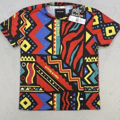 Reason Brand Shirt Mens Large Abstract Geometric Print Streetwear Tee