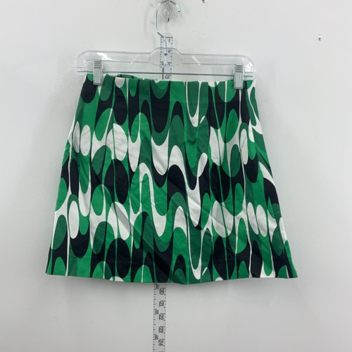 Zara Green & White Abstract Print Women's A-Line Skirt Size S Viscose Preowned - Picture 2 of 5