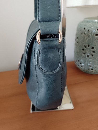 Tula Dark Teal Leather Saddle Bag with Shoulder Strap - Picture 4 of 15