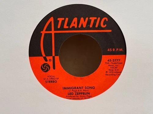 LISTEN 🎶 LED ZEPPELIN IMMIGRANT SONG / HEY WHAT CAN I DO ATLANTIC HARD ROCK 45'