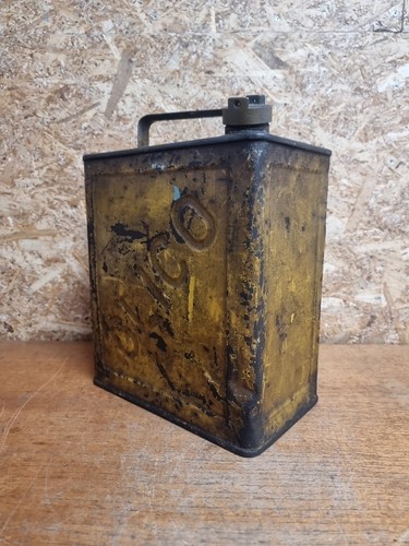 Vintage Glico Petrol Fuel Oil Can Tin With Pratts Brass Cap Lid 1930 - Picture 2 of 10