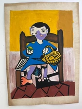 Pablo Picasso COA Art Painting Original Drawing Vintage Paper Signed