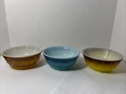Vintage Anchor Hocking Fire-King Kimberly Diamond Blue Yellow 5" Bowls Set of 3