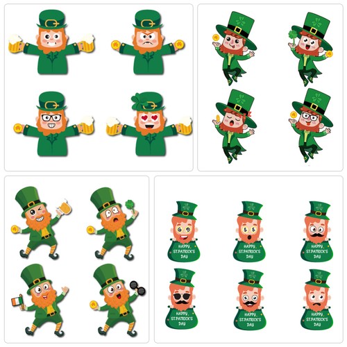 1 juego. Calcomanías para niños pegatinas de elfos dibujos animados del día de Patricio (verde) - Imagen 10 de 12