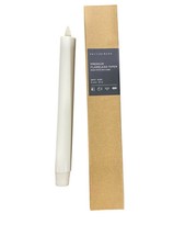 SET OF 2 POTTERYBARN PREMIUM FLAMELESS TAPER 8 IN. WHITE CANDLES FLICKER WICK