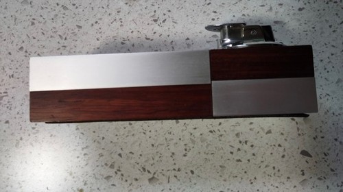 Ronson 1960 Modernist Cigarette Box With Lighter In Cedar Wood And Aluminum - Picture 4 of 11