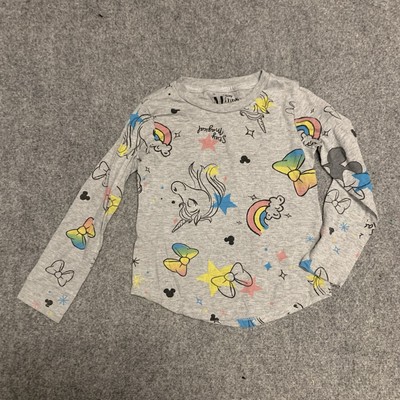 Disney Minnie Mouse Long Sleeve Shirt Size XS 4/5 Gray Graphic Print Logo