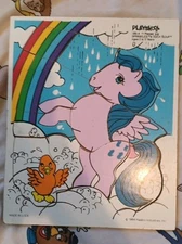 My Little Pony 1984 PLAYSKOOL Sprinkles & Duck Soup Wooden Tray Puzzle 189-4 G1