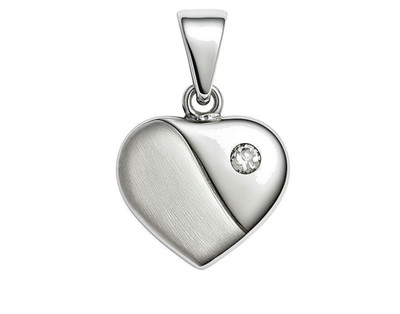 Silber 925 Anhänger Herz 15*10mm Schutzamulett mit Zirkonia weiß Kettenanhänger