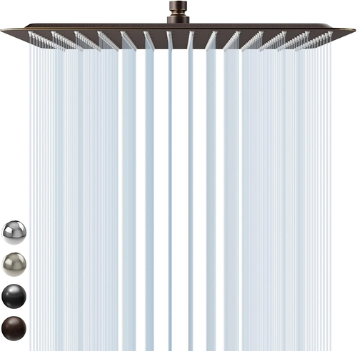 16 Square Rainfall Shower Head High Pressure Stainless Steel ORB 2.5 GPM - Picture 11 of 12