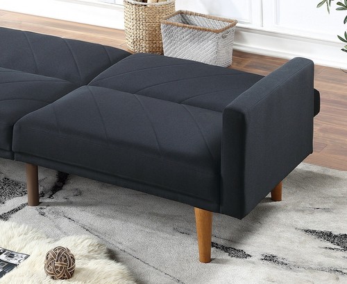Modern Electric Look 1pc Convertible Sofa Couch Black Sofa, Living Room Sofa - Picture 4 of 11