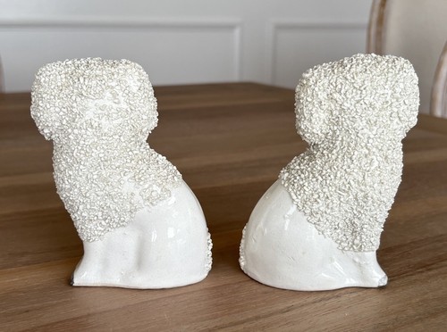 Paar antike Staffordshire Keramik Konfetti Pudel Hund Figuren England 4,5 Zoll - Bild 7 von 11