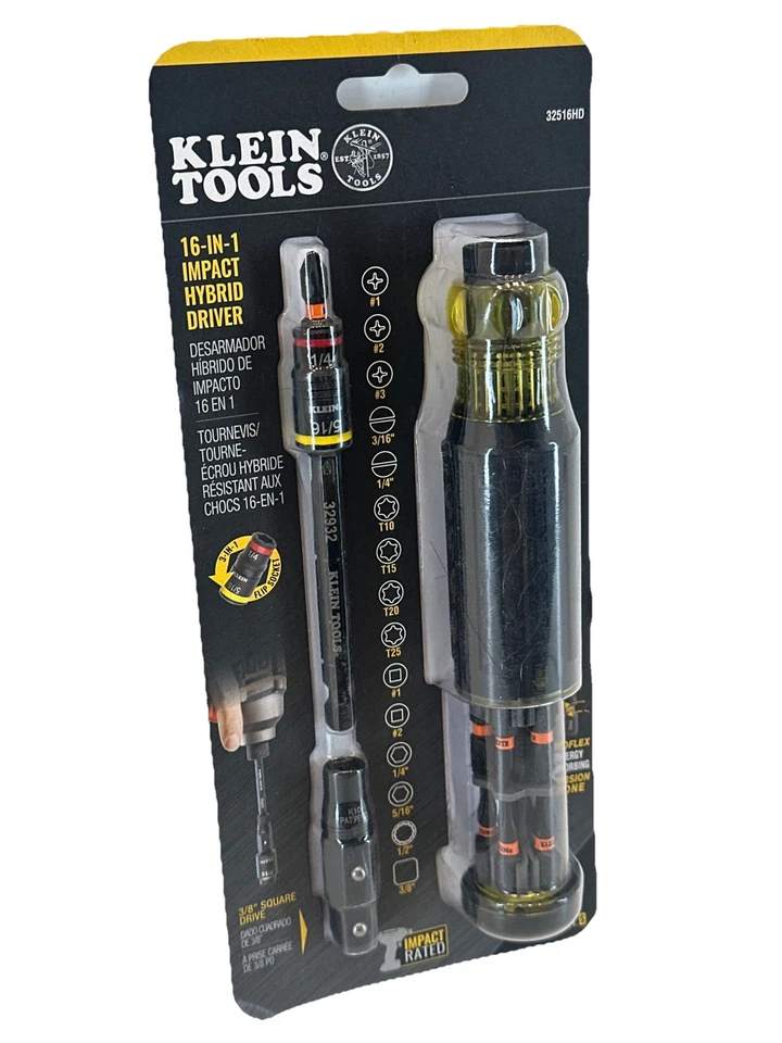 Klein Tools 32516HD 16-in-1 Impact Hybrid Magnetic Screwdriver/Nut Driver - Image 2 of 4