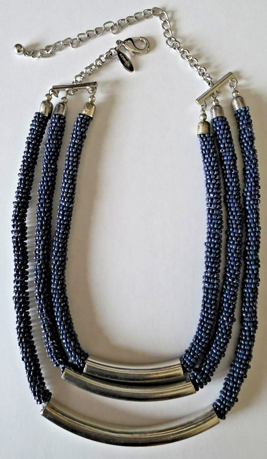 Chicos blue beaded and silver necklace