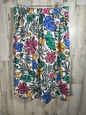 Fresh Produce M Floral Long AVERY White Colorful Skirt Pockets Elastic Waist USA