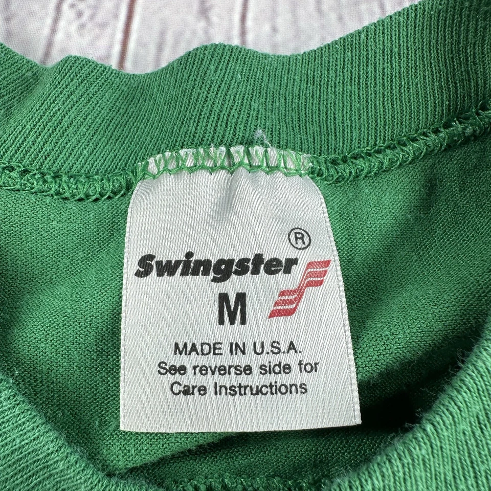 Винтажная футболка 1980-х Boston Celtics зеленая одинарный шов Swingster мужская M США - Изображение 3 из 4