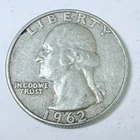 1962 D  SILVER WASHINGTON QUARTER  90% SILVER CIRCULATED COIN FREE SHIP #7581