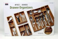 Seville Classics Bamboo Expandable Drawer Organizers 4 Pieces