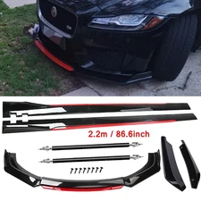 Front Bumper Lip Spoiler Splitter Side Skirt Glossy Black For Jaguar XE XF XJ