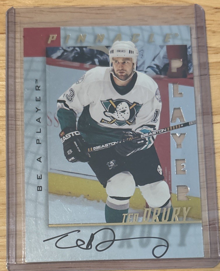 1997-98 Pinnacle Be A Player Ted Drury Silver Foil Die-Cut Auto Autograph Signed