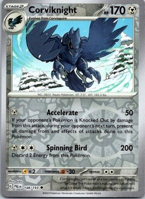 Corviknight Reverse Holofoil Uncommon SV02: Paldea Evolved 148/193 NM