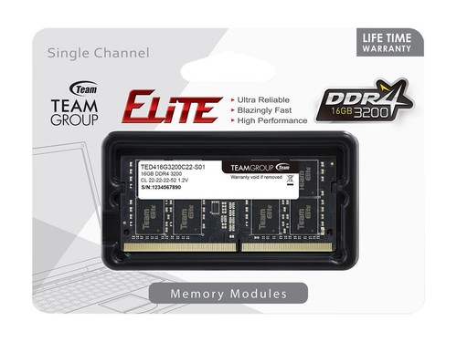 Team Elite 16GB 260-Pin DDR4 SO-DIMM DDR4 3200 (PC4 25600) Laptop Memory Model - Picture 2 of 2