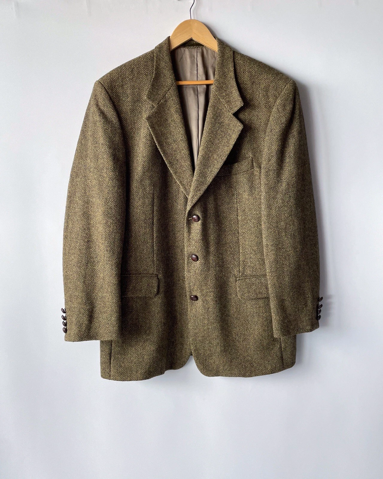 Vintage Daniel Hechter Tweed Blazer with Leather Buttons – Size L/XL