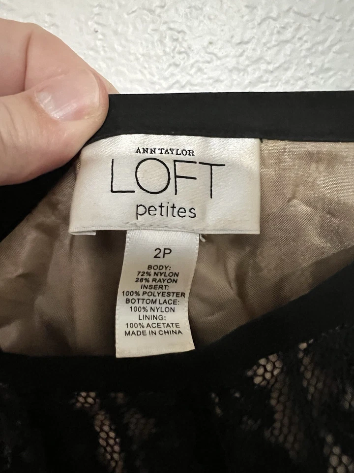 Falda bruja Ann Taylor 2p negra con volantes de encaje coqueta oscura hada caprichoso Foto 4 de 4