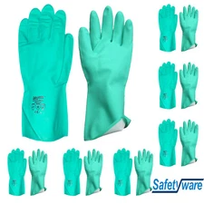 6 Pair Safetyware Chemical Oil Resistant Flocklined Nitrile Work Gloves Bulk